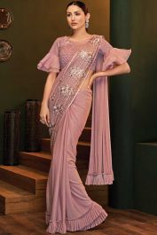 Pink Party Wear Saree For Unmarried Girl