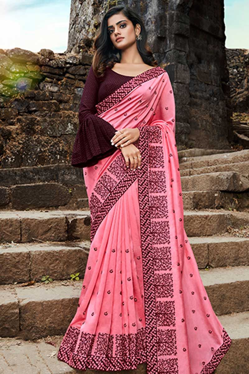 Saroj Sarees Nupur designer beautiful design silk sarees wholesaler surat