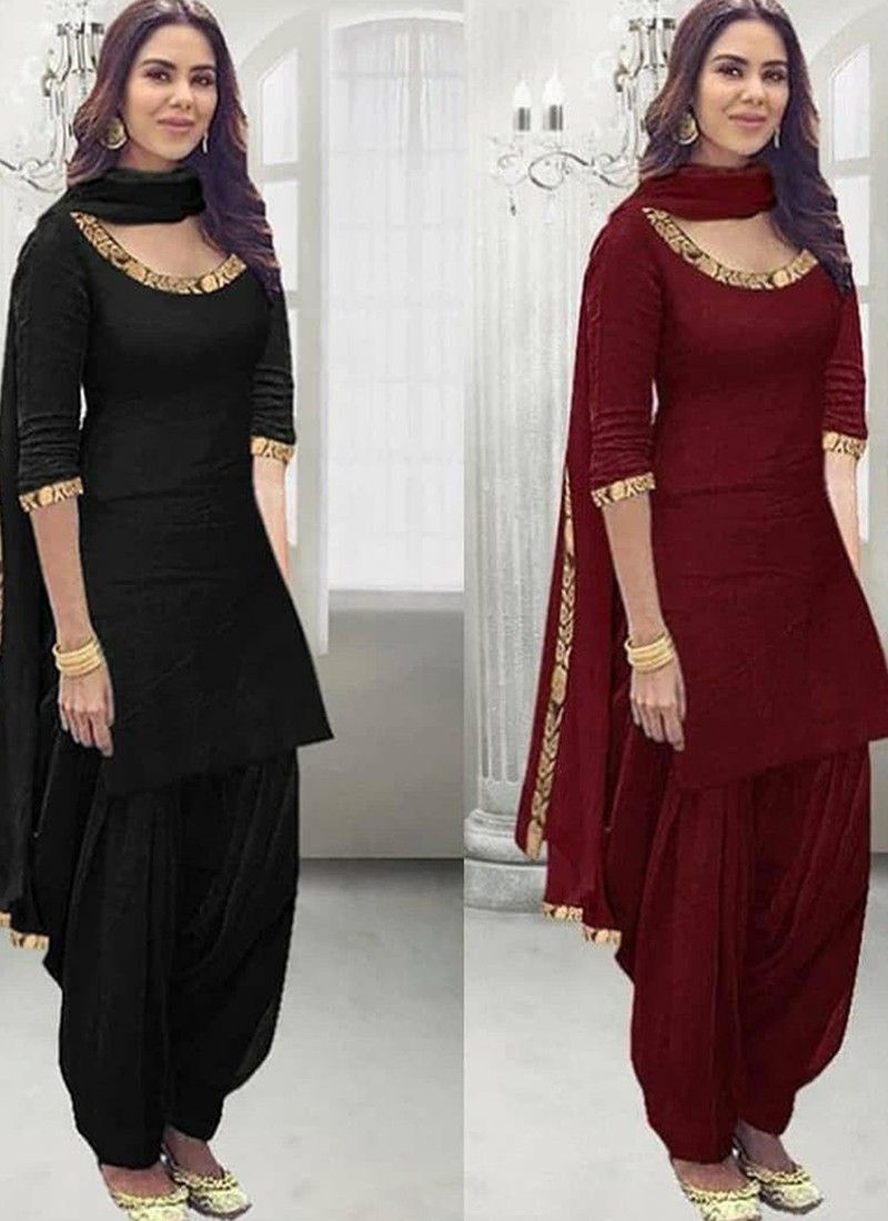 Buy Art Silk Black Resham Designer Patiala Salwar Kameez Online : 122463 -