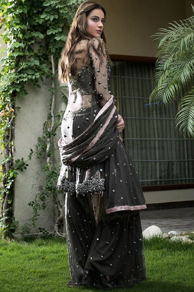 Shafnufab Women's Georgette Wear Pakistani Salwar Kameez In Black – Shafnu  Fab
