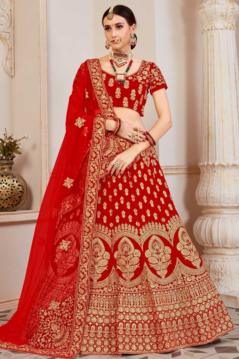 Buy Red Net Designer Bridal Lehenga Choli Online - LLCV01847 | Andaaz  Fashion