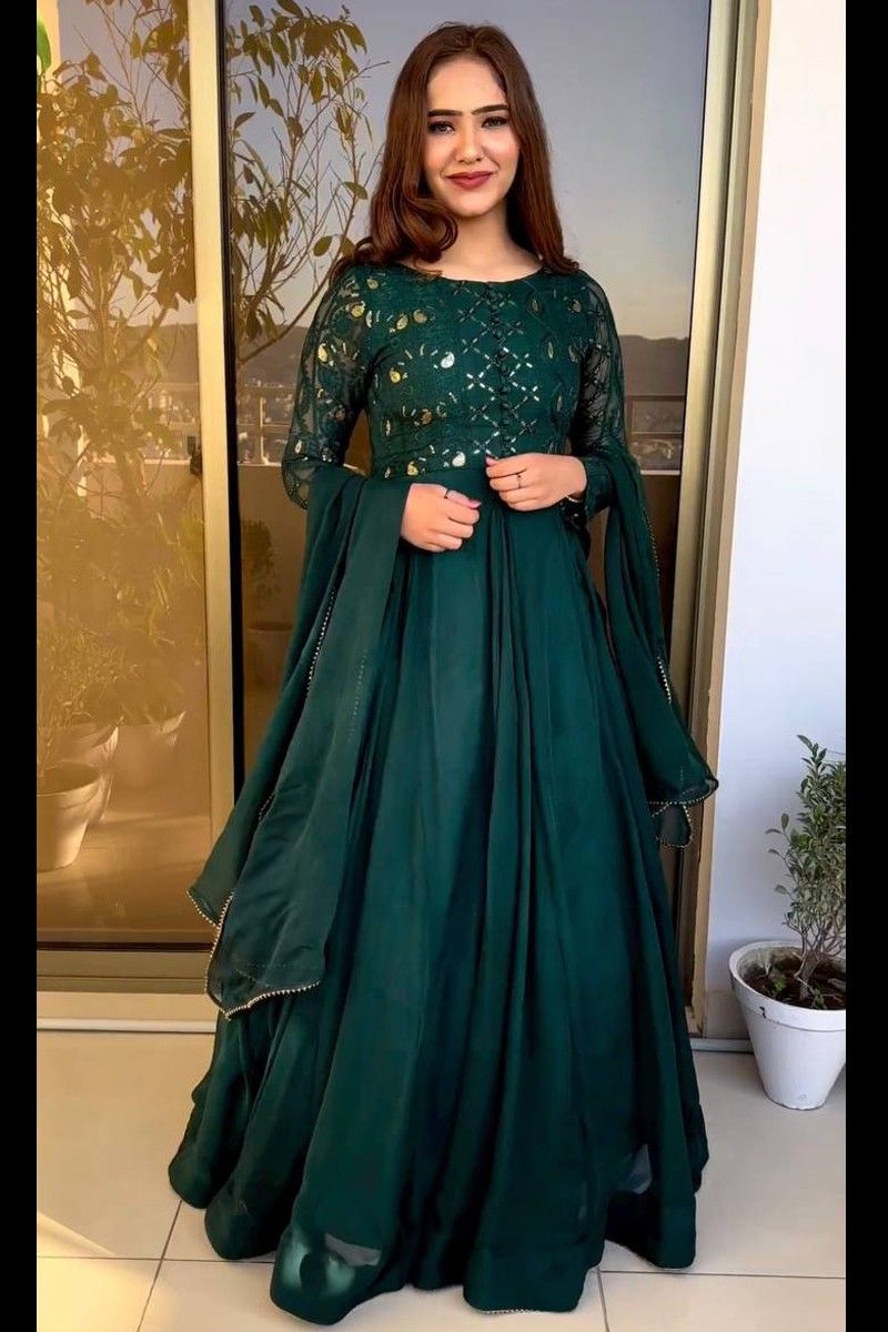 Green Italian Tulle Hand Embroidered Gown Design by Bhawna Rao at Pernia's  Pop Up Shop 2024