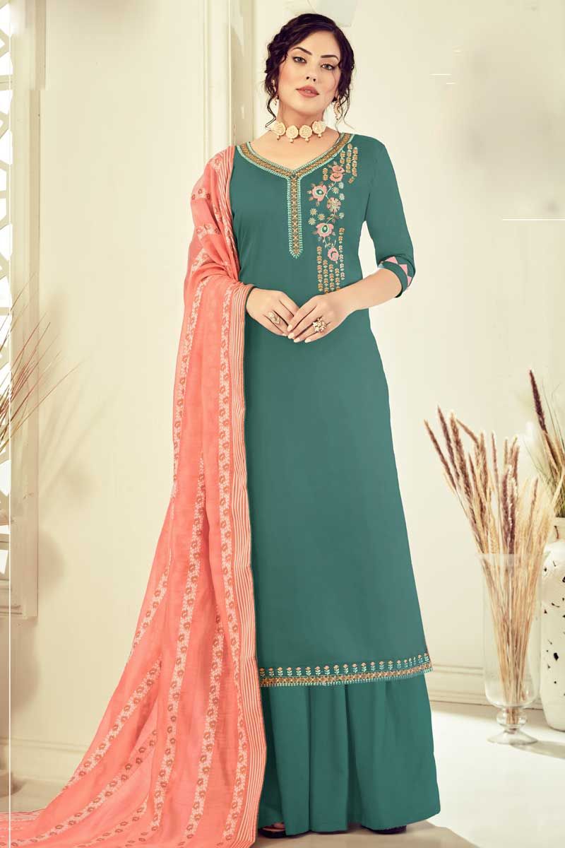 Party Wear Pink and Majenta color Faux Georgette fabric Salwar Kameez :  1862609