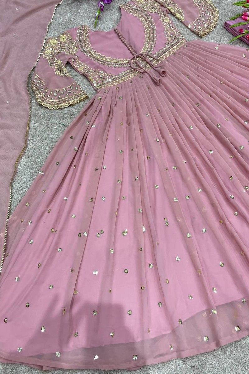 Dusty Pink Party Wear 4526 Shubhkala Flory Gown at Rs 1400 in Surat | ID:  2851269897488
