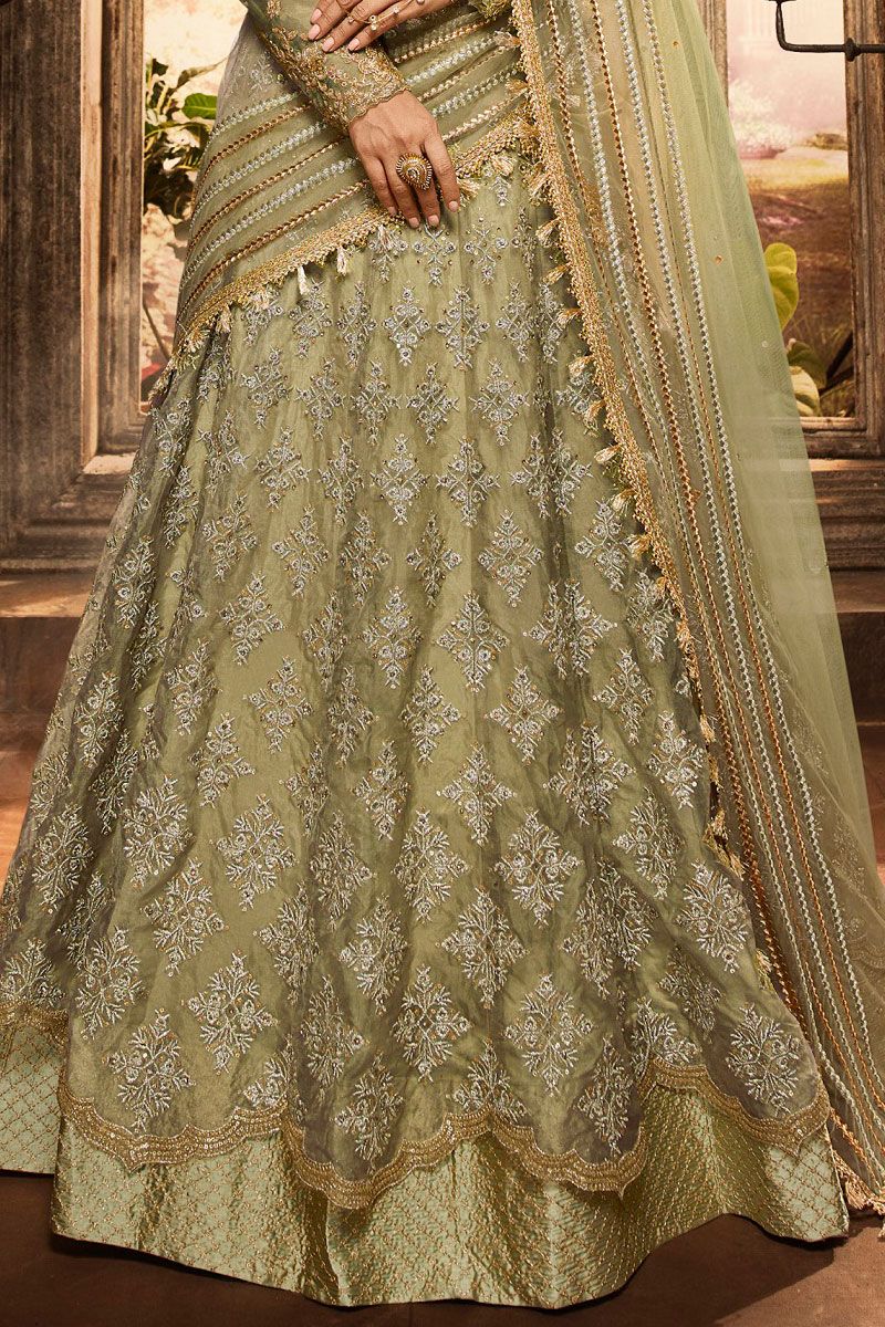 Buy Green Color Mehndi Functional Pashmina Fabric Palazzo Suit Online -  SALV3983 | Appelle Fashion