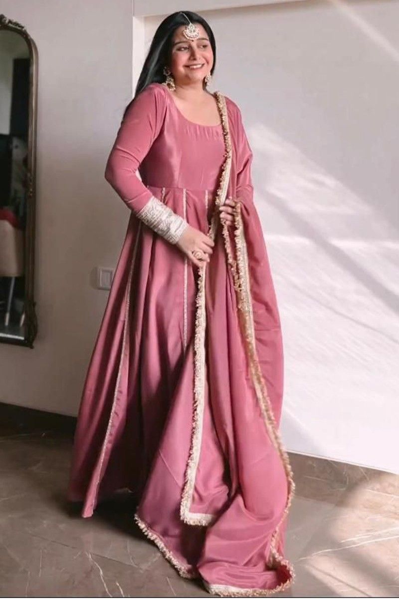 Fabulous Dark Peach Color Fully Printed Gown – Vastra Shop