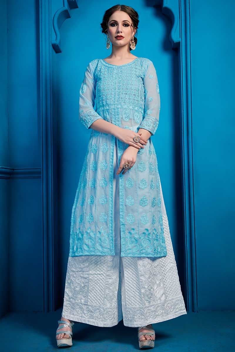 sky blue dresses pakistani