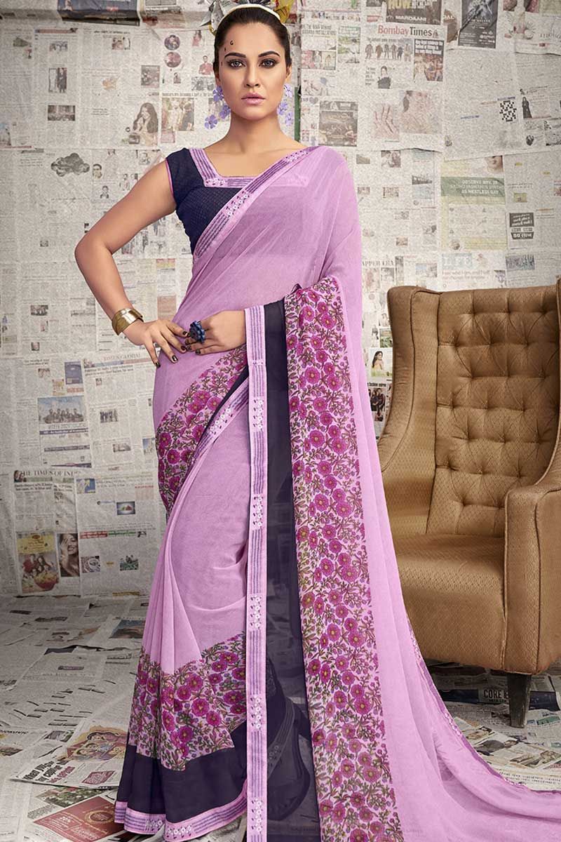 Buy KALKEE FASHION Woven, Floral Print Kanjivaram Silk Blend, Jacquard  Purple, Pink Sarees Online @ Best Price In India | Flipkart.com