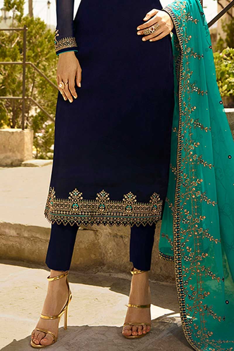 Velvet Embroidery Pant Style Suit In Purple Colour - SM1775468