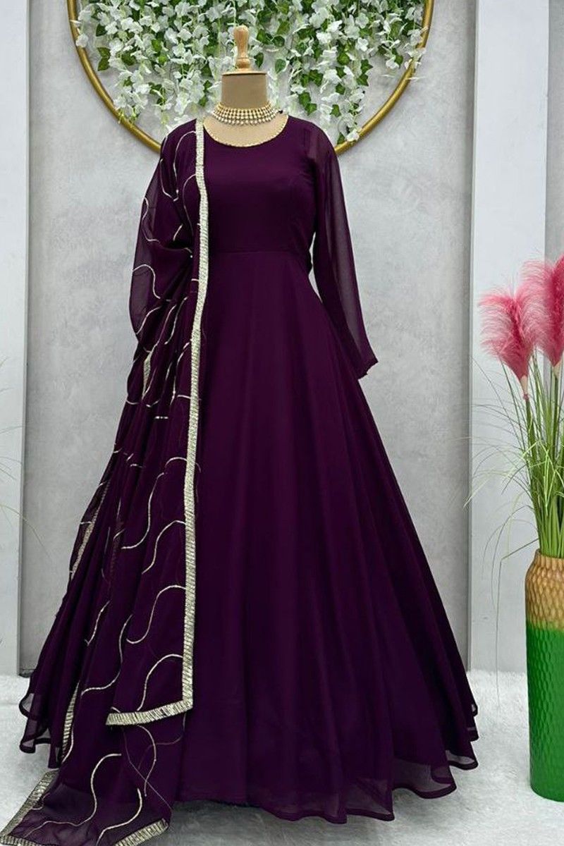 Wine Red Gown with Applique Highlights - Bridal Gowns - Bridal Diaries