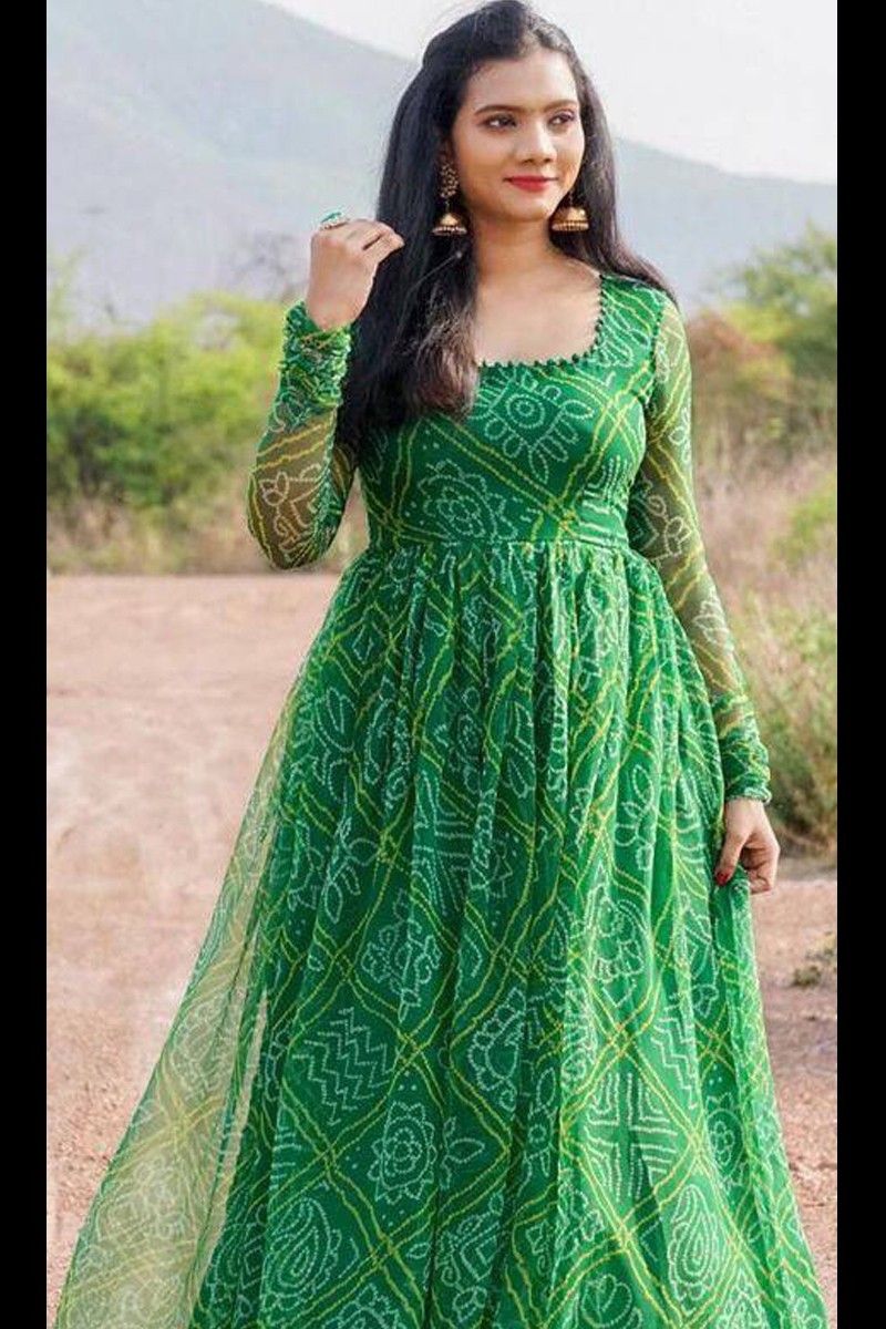 MHMA NX672 TWIL NEW ELEGANT PRETTY BEAUTIFUL GOOD LOOKING STYLISH BANDHANI  DESIGN PARTY WEAR FLAIRED READY TO WEAR LONG GOWN FOR WOMEN AT LOWEST PRICE  ONLINE WHOLESELLER IN INDIA NEW YORK ...
