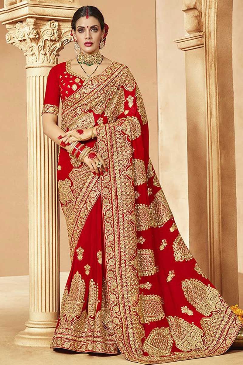 Dark Green Luxurious Wedding Sari For Women – FOURMATCHING