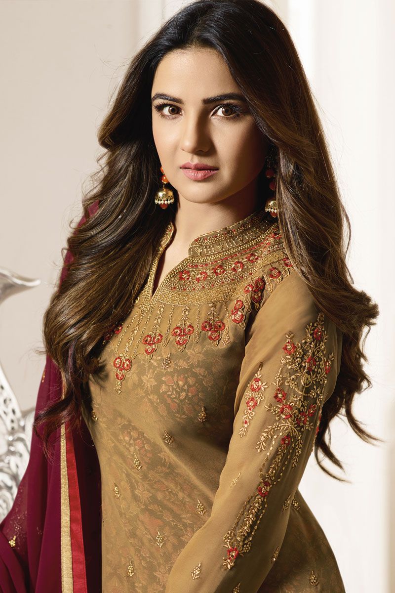light brown georgette chudidar salwar suit fj4014 01