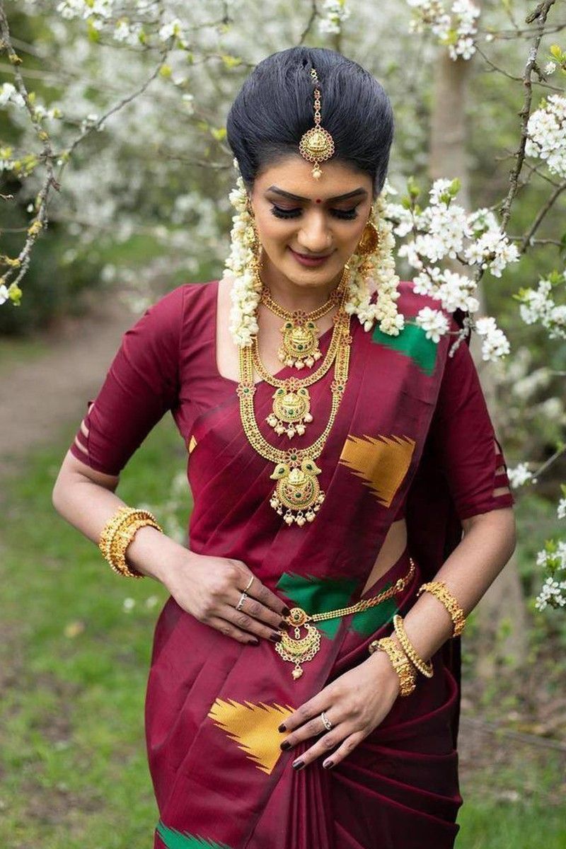 Kanchipuram Silk Sarees - Chilli red kanchipuram silk saree in gold zari  border from manufacturer at kanjivaram silks. 🛒 Click the link to see  price https://kanjivaramsilks.com/kanchipuram-silk-sarees/ 📱 WhatsApp:  9182075118 Fabric: Pure kanchipuram