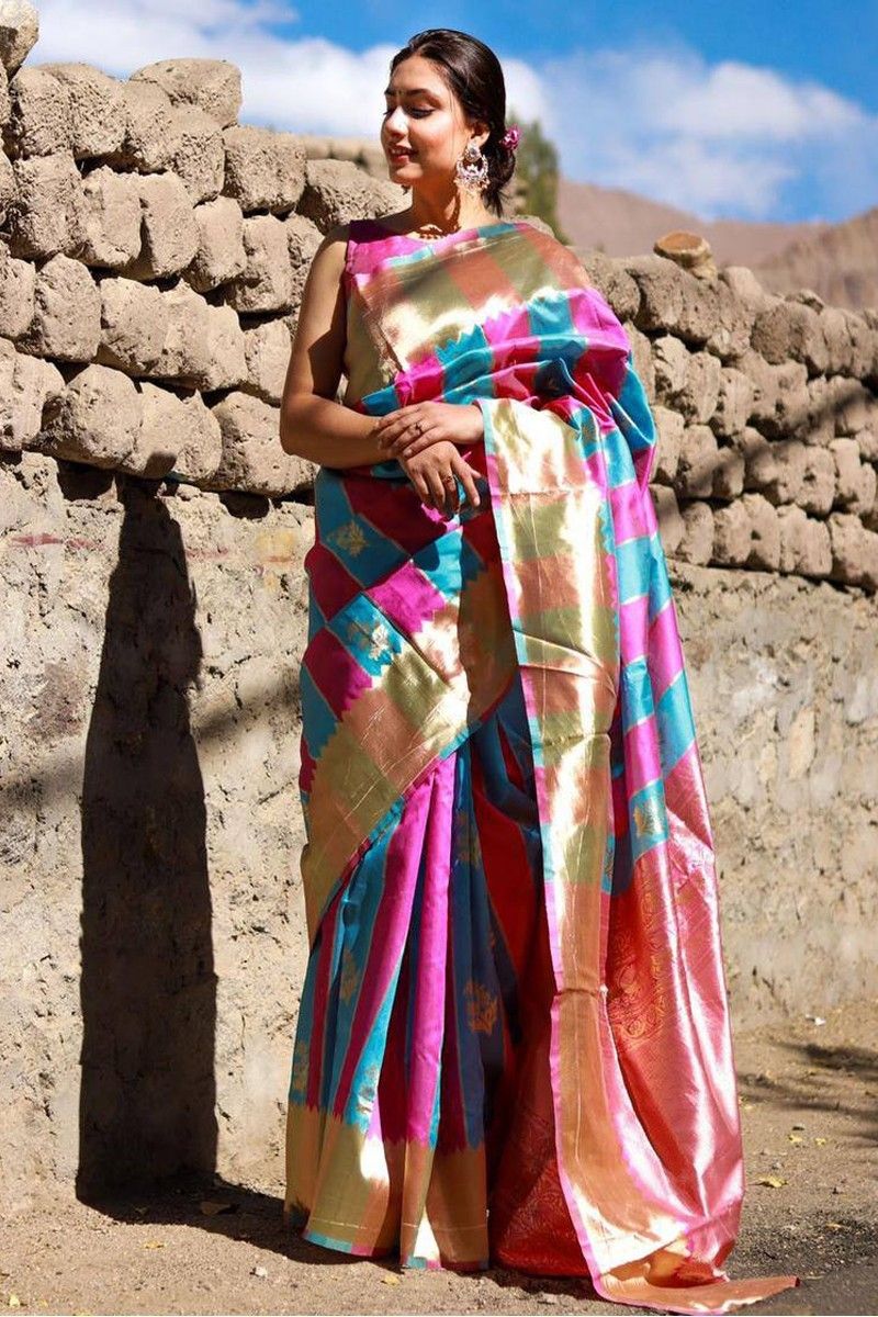 Multi-Color Kashmiri Weaving Soft Modal Silk Saree – Beatitude