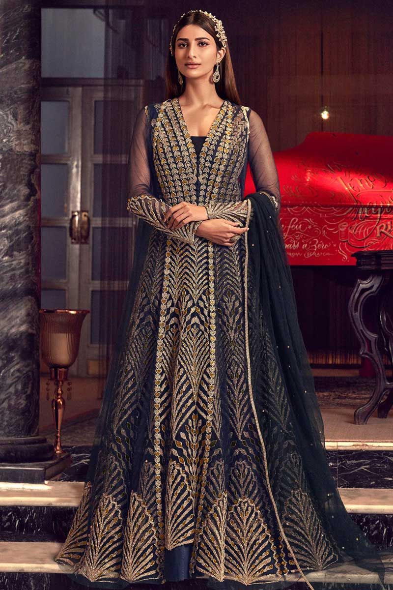 Green Soft Net Designer Party Wear Gown With Jacket 64290