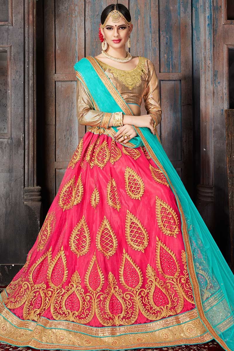 Gajri color silk Indian wedding lehenga choli 606