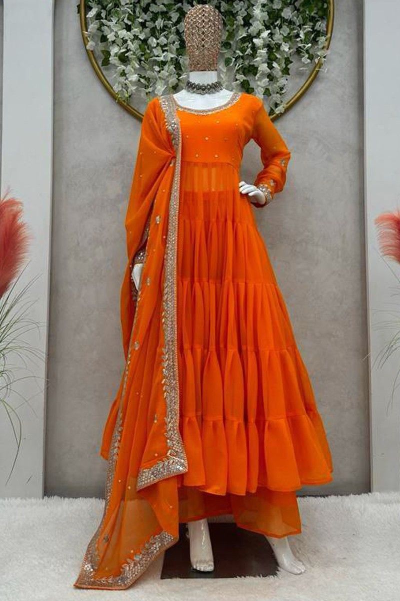 Elegant Orange Prom Dresses 2020 A-Line / Princess Off-The-Shoulder Lace  Flower Short Sleeve Backless Floor-Length / Long Formal Dresses