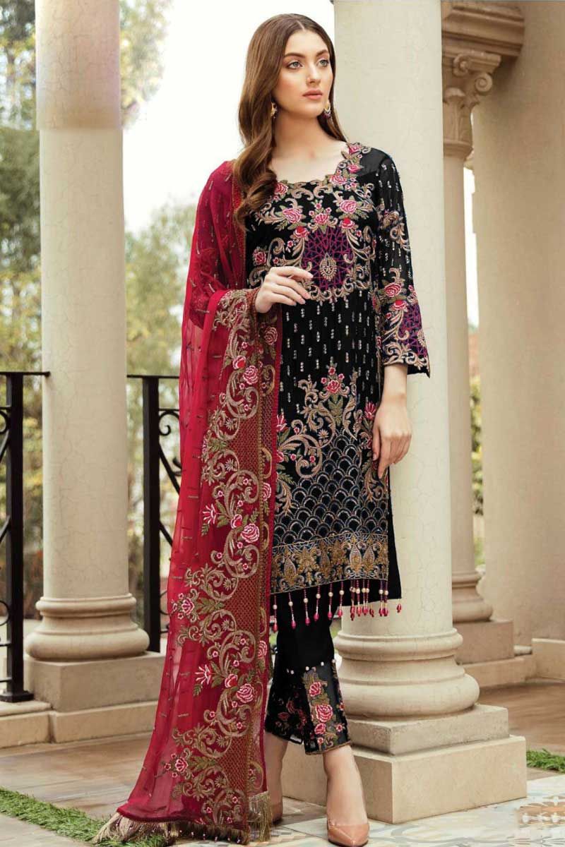 Frock style dresses Pakistani with embroidered net fabric – Nameera by  Farooq