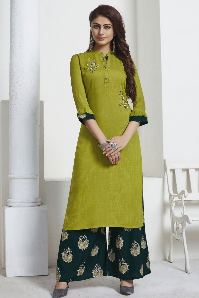 Share more than 168 parrot green kurti with palazzo