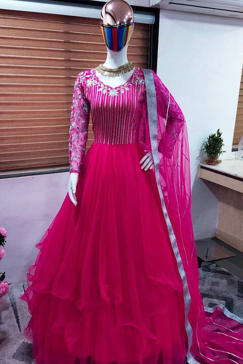 Buy Apnisha Girls Net Embroidered Gown Dress Pink320 Online at Best  Prices in India  JioMart