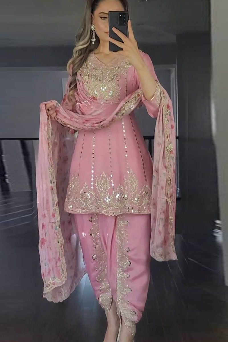Pink Dhoti saree