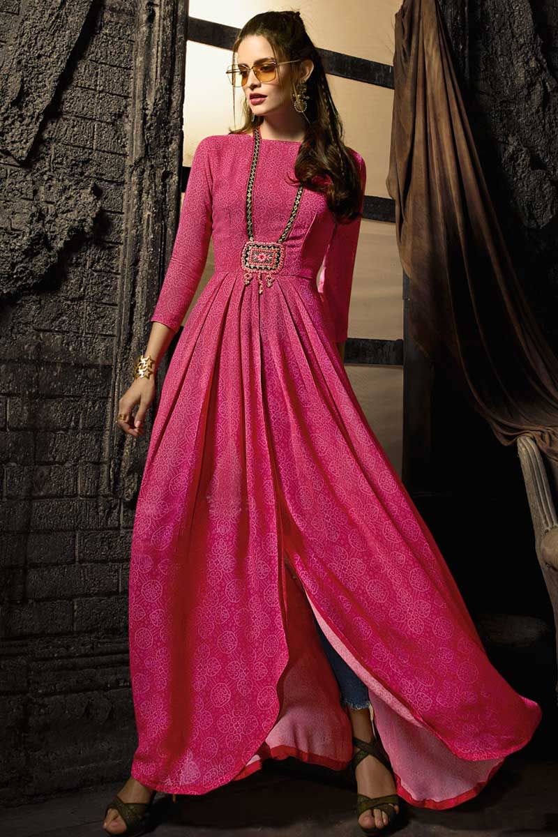 Purchase Pink Festival Party Wear Kurti Online  USA 