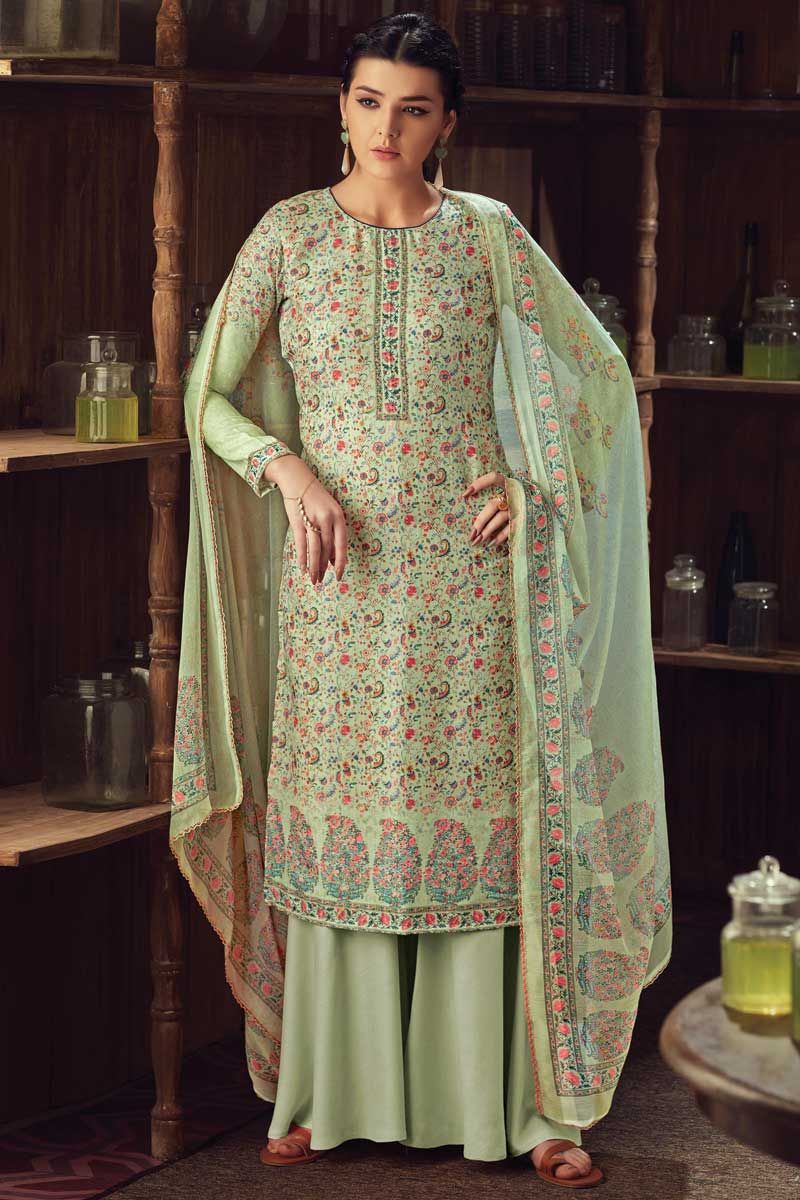 Beige Coloured Kashmiri Embroidered Pure Jam Satin Suit Piece-bdsngoinhaviet.com.vn