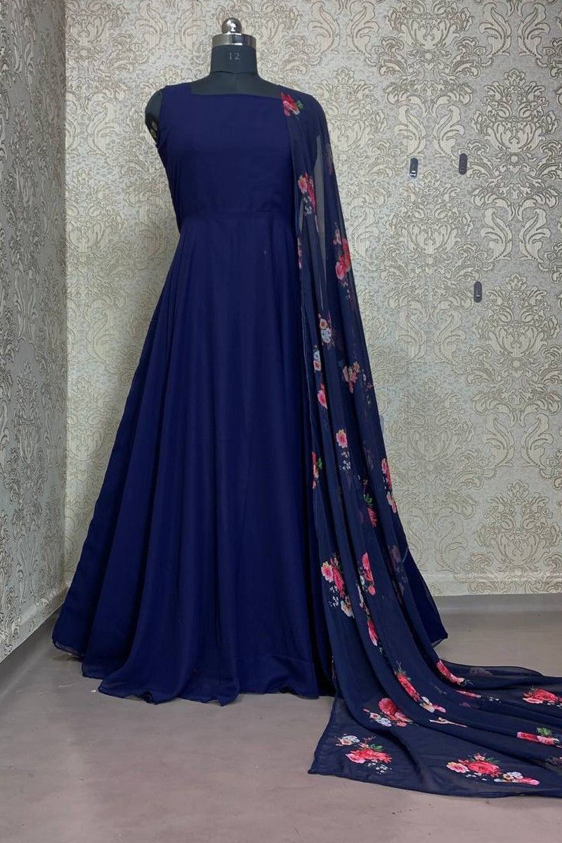 Littledesire Embroidered Work Floral Design Silk Gown, Ethnic Wear, Party  Wear Kurtis & Gowns Free Delivery India.