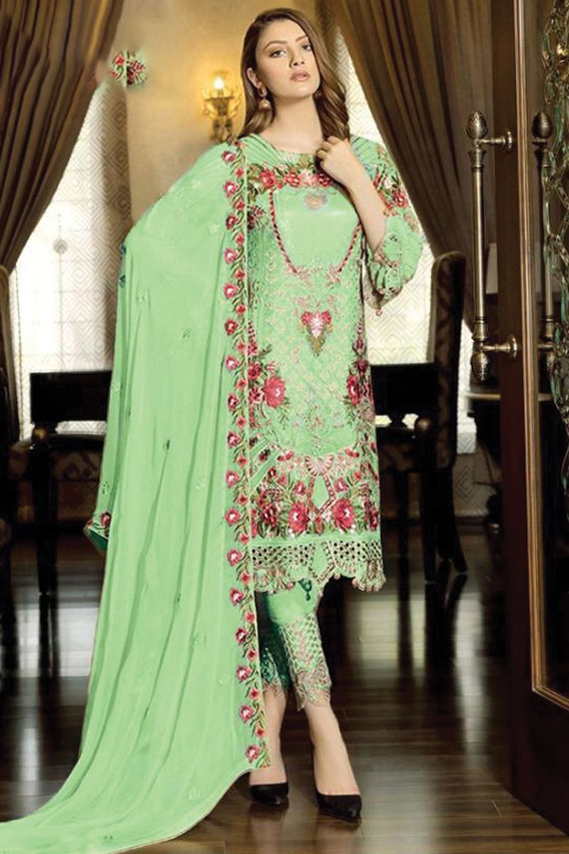 🥰Cute 💚Parrot Green Punjabi Suit Colour Combination #2021 | Plain Suit |  Light Green Punjabi Dress - YouTube