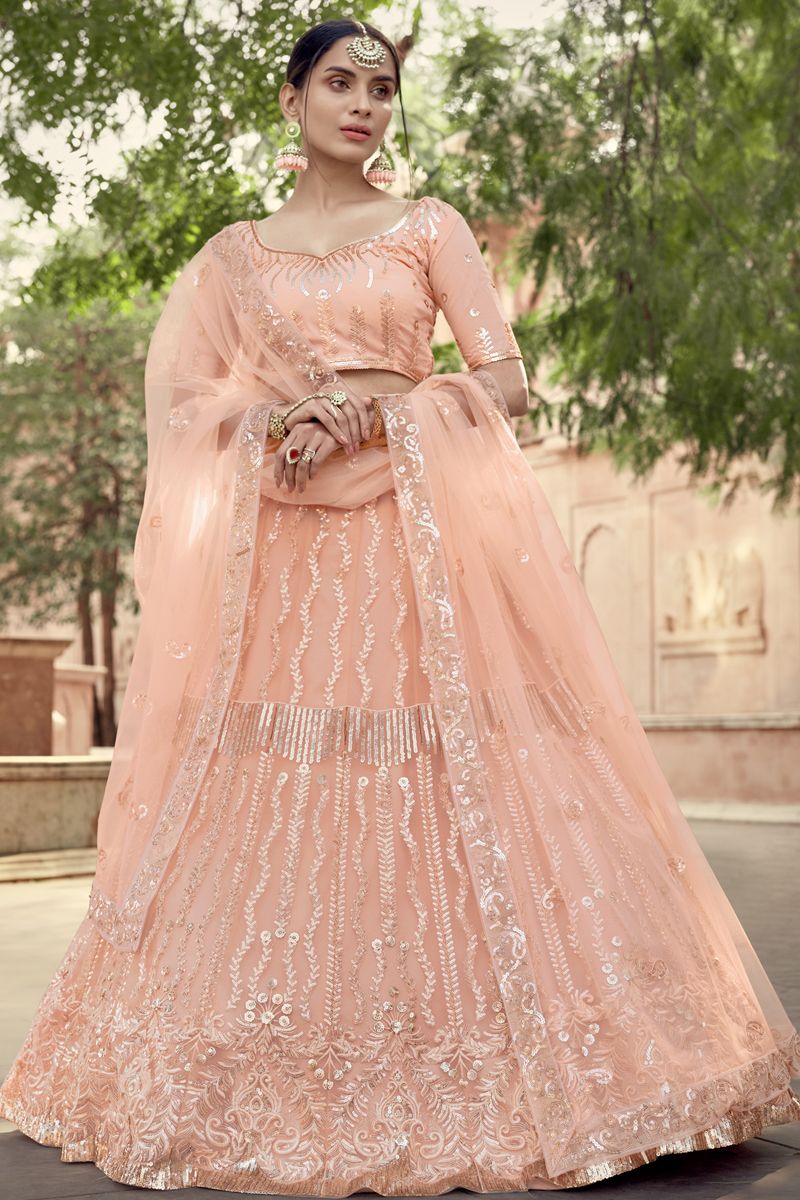 Peach Gown dress - Desi Royale | Embroidered wedding gown, Gowns, Designer  gowns