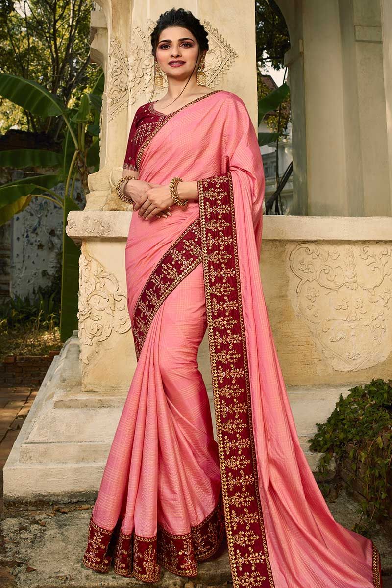 Rani Pink Color Designer Party Wear Georgette Sequence Saree With Un  Stitched Blouse - shreematee - 3909477
