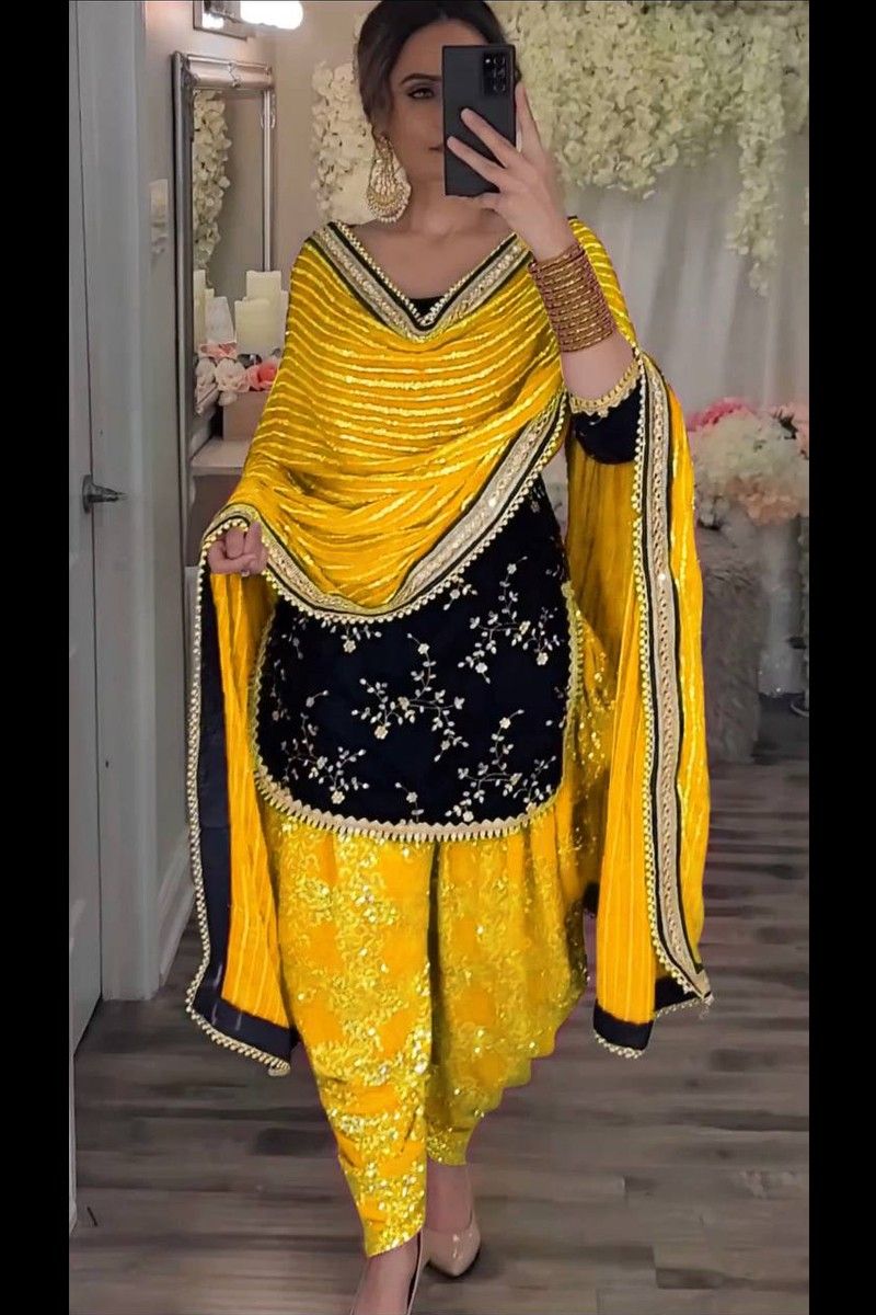 Yellow Punjabi | Suit patiala salwar | Suit color combinations | Suit for  haldi | Haldi dress indian | Yellow punjabi suit, Punjabi suits patiala,  Haldi dress