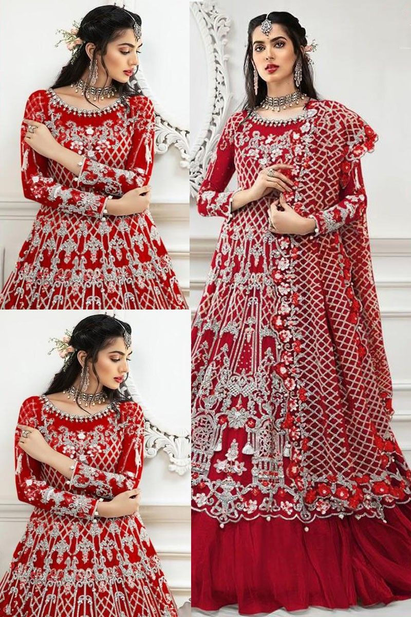 Ramzan Eid Special Dark Red Heavy Net Salwar Suit