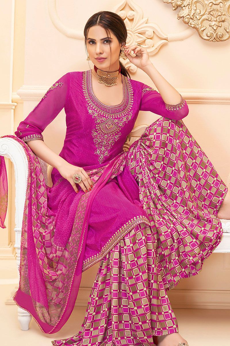 A-line Ladies Pink Printed Dupatta Cotton Suit at Rs 750 in Jaipur | ID:  2849508990530