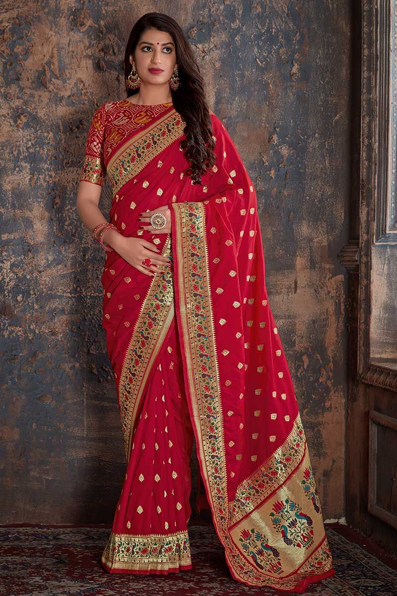 Red Color Banarasi Silk New Model Sarees