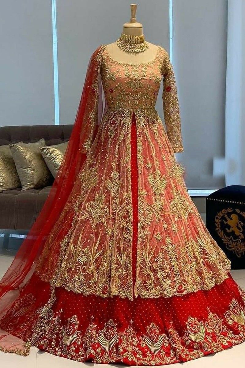 Buy Gold Lehenga with Attached Churi Trouser Paired with Kurti and Dupatta  by RABANI  RAKHA at Ogaan Online Shopping Site