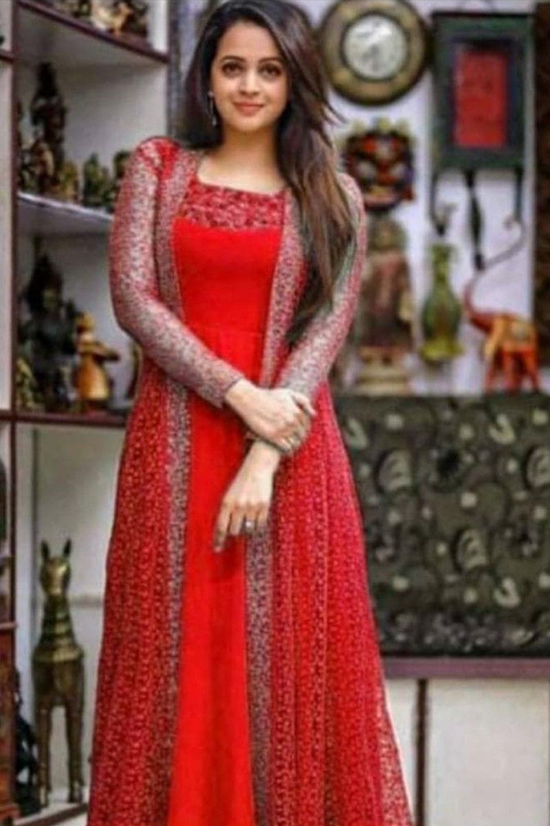 Buy Magnetic Burgundy Embroidered Georgette Event Wear Gown - Zeel Clothing