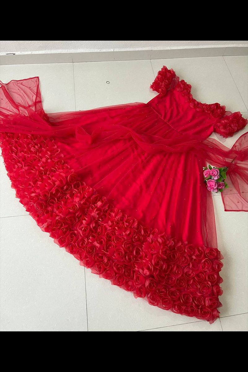 Buy HUNOOR Girls Pink Butterfly Self Design Polyester, Net A- Line Dress  Online at Best Prices in India - JioMart.