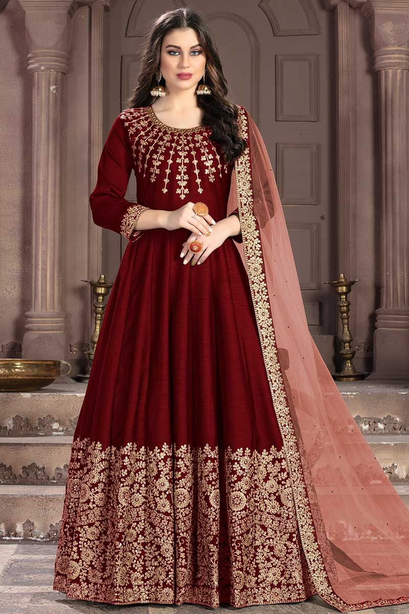 Party Wear Anarkali Suits Gown Style Floor Length Printed Salwar Suit –  Lady India