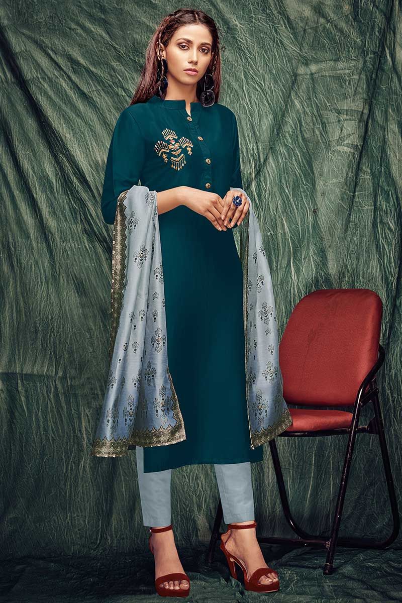 Shop Online Silk Embroidered Party Wear Kurti : 230175 - New Arrivals