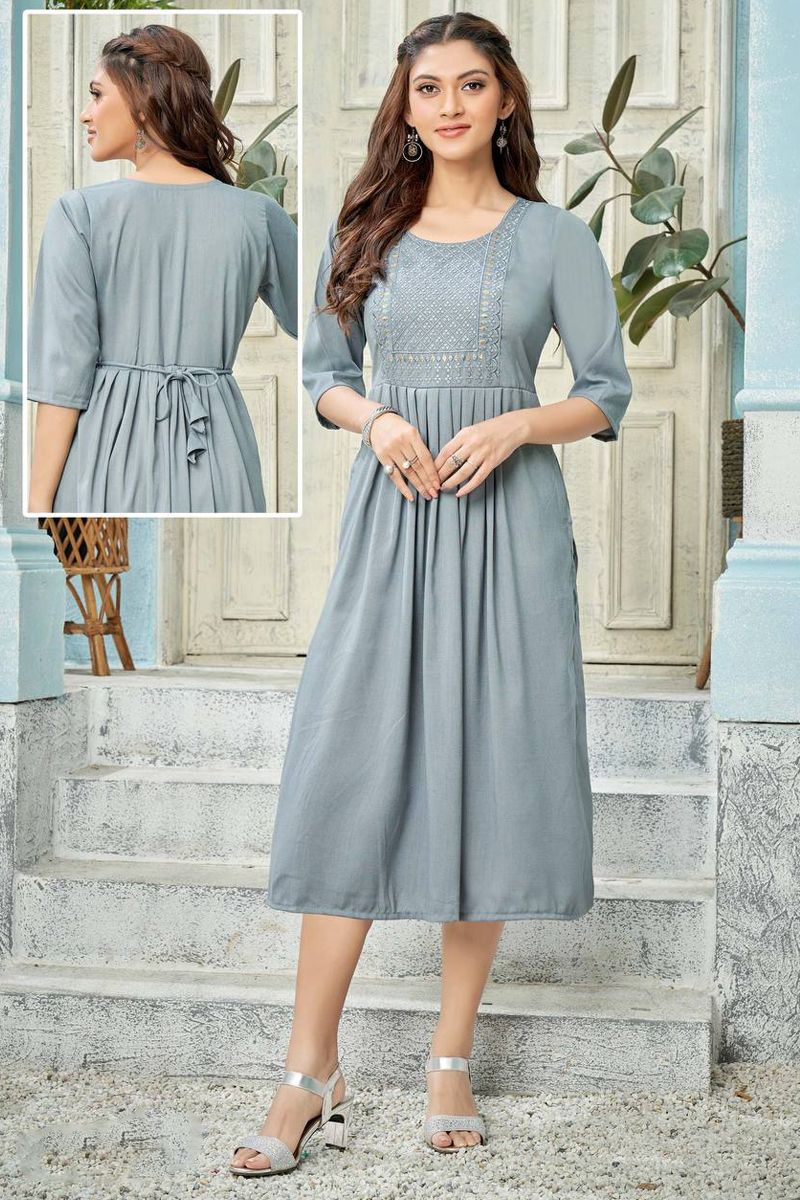 grey colour simple and fancy kurti buy online shopping at we will fashion | Designer  kurti patterns, Kurta neck design, Kurta designs