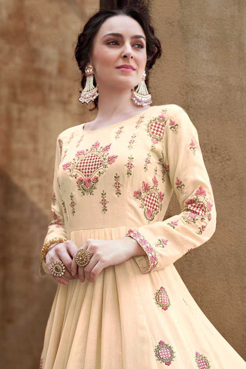 Cream Colour Indian Wedding Gown | Zoya Collection | New Arrivals |  Dussehra Diwali Wed… | Indian wedding gowns, Online wedding dress shopping,  Online wedding dress