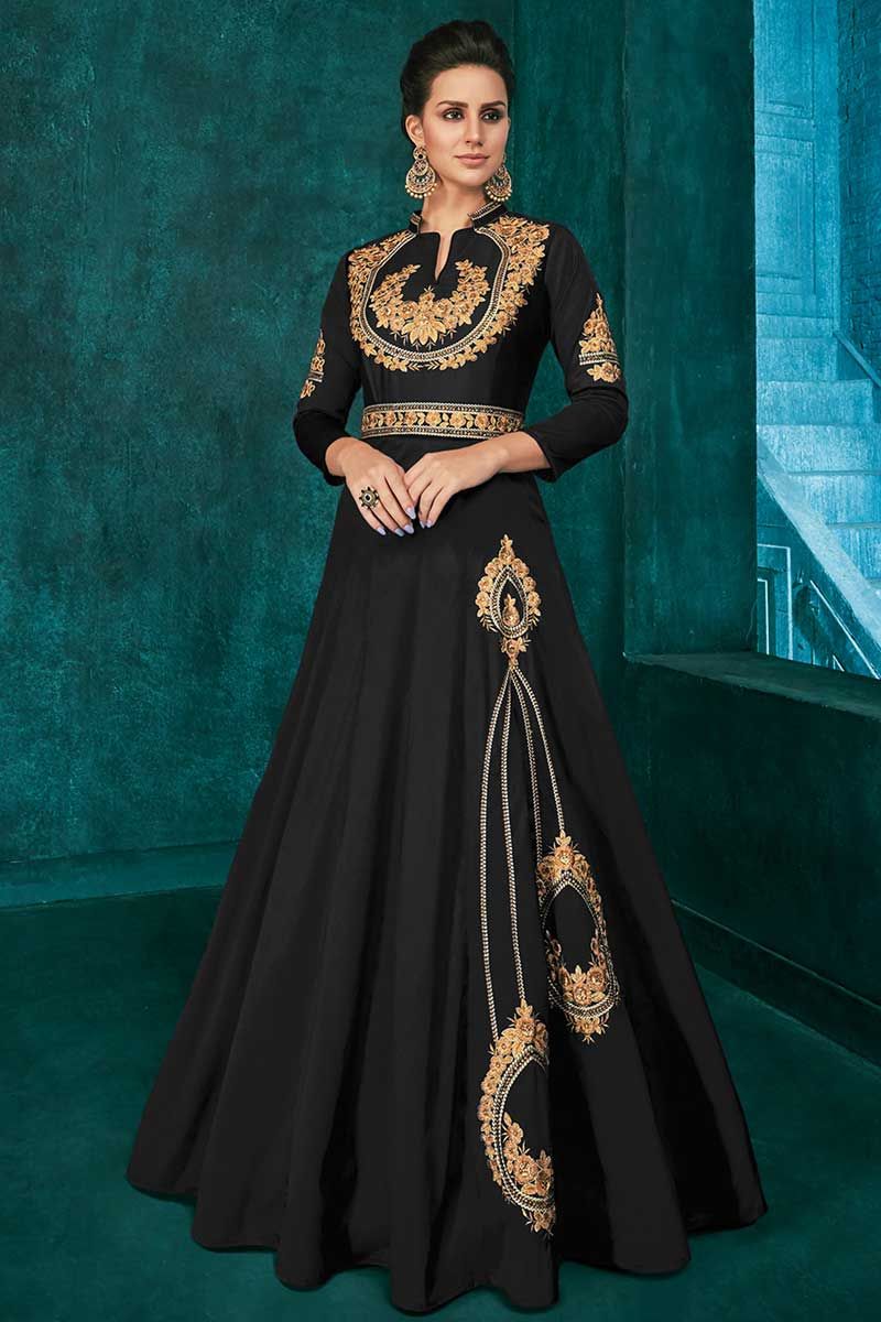 Capricious Black Sequins Work Georgette Ready-Made Party Wear Gown | Party  wear gown, How to look classy, Party wear