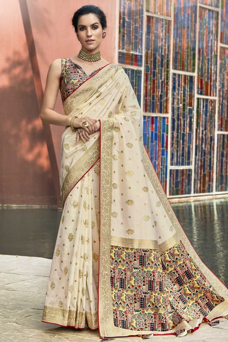 Share more than 211 white silk saree for wedding best