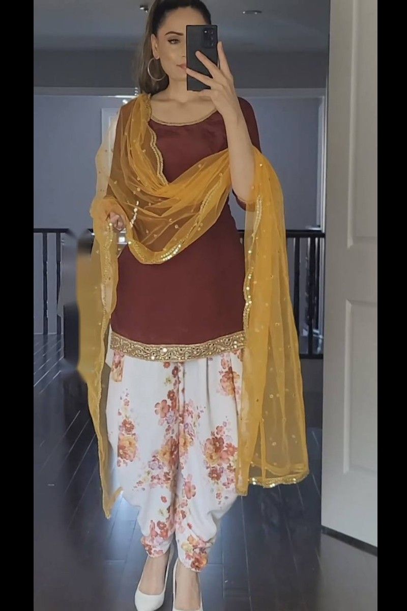 Stylish Dhoti Dress lehariya muslin kurta with dhoti pants and chiffon   Roshni Boutique