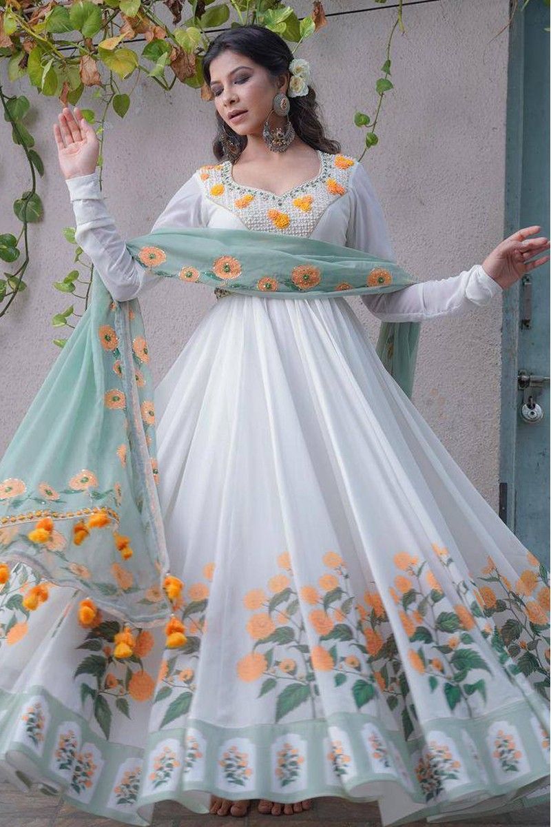 Unique Satin Long Prom Dress, Flowers Satin Long Evening Dress – shopluu