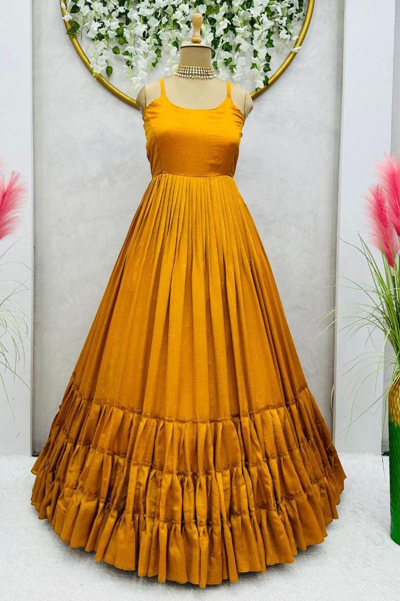 yellow chinon silk sleeveless anarkali gown fj201578 1