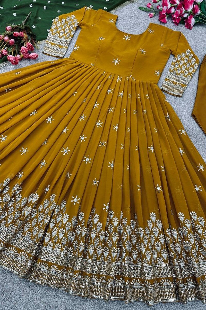 Eisha Yellow Mirror work dress with Belt – Indi Ethnics