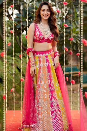 Actress Kiara Advani Style Multi Color Sequence Work Lehenga Choli
